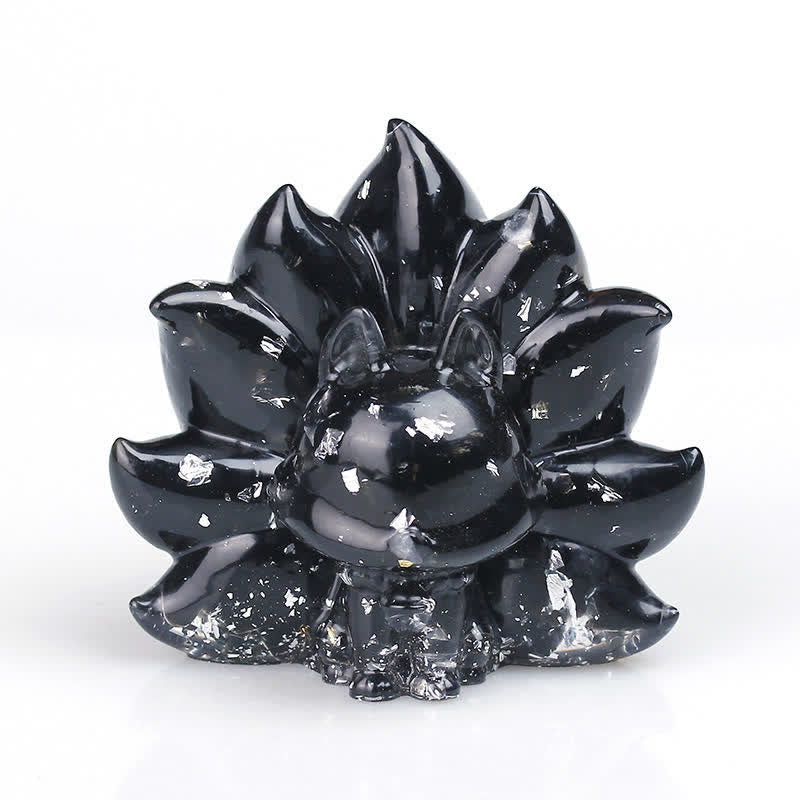 Olivenorma Nine-tailed Fox Gemstone Decoration - Obsidian - image 11