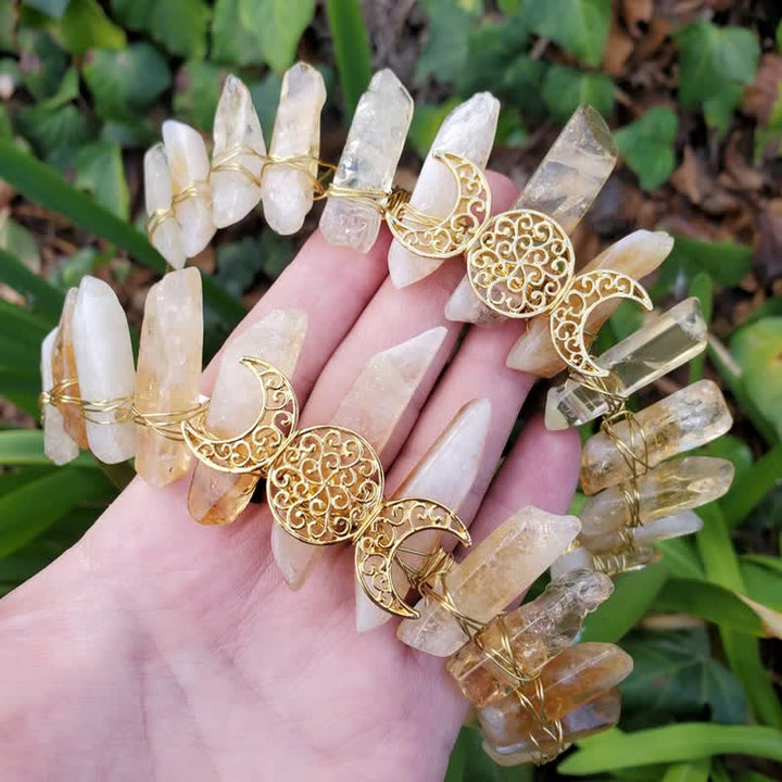 Olivenorma Citrine Crown with Gold Moon Phase Crystal Crown - image 2