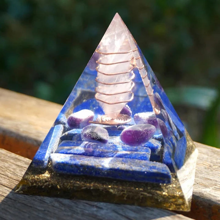 Olivenorma Rose Quartz Pillar With Lapis Lazuli Orgone Pyramid - image 3
