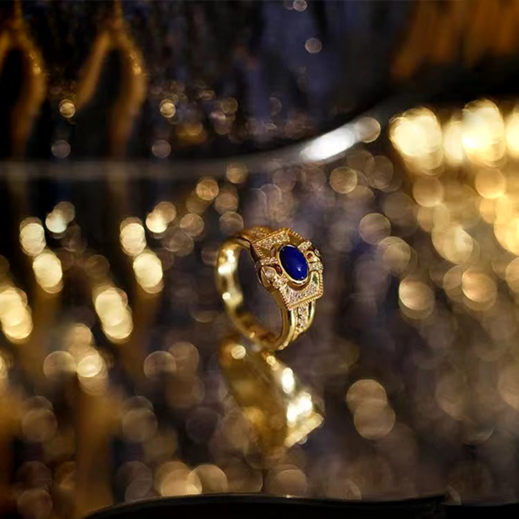 Olivenorma Vintage Lapis Lazuli Adjustable Ring - image 4