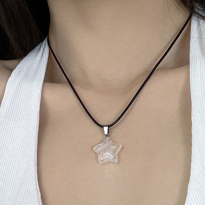 Olivenorma Natural Crystal Star Pendant Necklace - Clear Crystal - image 1