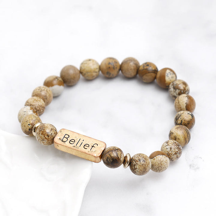 Olivenorma Natural Gemstone Belief Engraving Bracelet - image 3