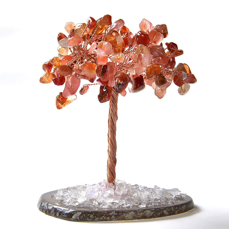 Olivenorma Carnelian Natural Gemstone Feng Shui Tree with Agate Base - Carnelian - 4 inches - image 0