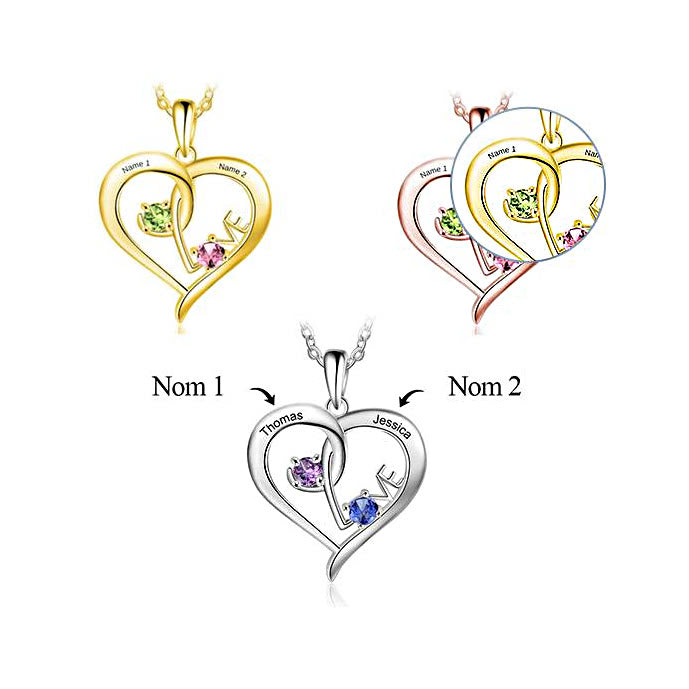 Olivenorma Personalized 2 Name Birthstones Necklace - Rose Gold - 2 Birthstone - image 4