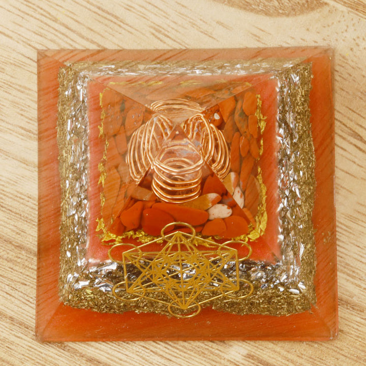 Olivenorma Metatron's Cube Clear Crystal Pillar Orgone Pyramid - image 3