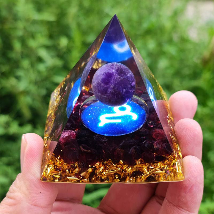 Olivenorma Amethyst with Garnet Capricorn Zodiac Orgone Pyramid - 10*10cm - YES PLEASE $8 - image 0