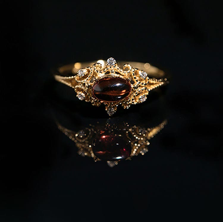 Olivenorma Night Rose-Natural Garnet Ring - image 7