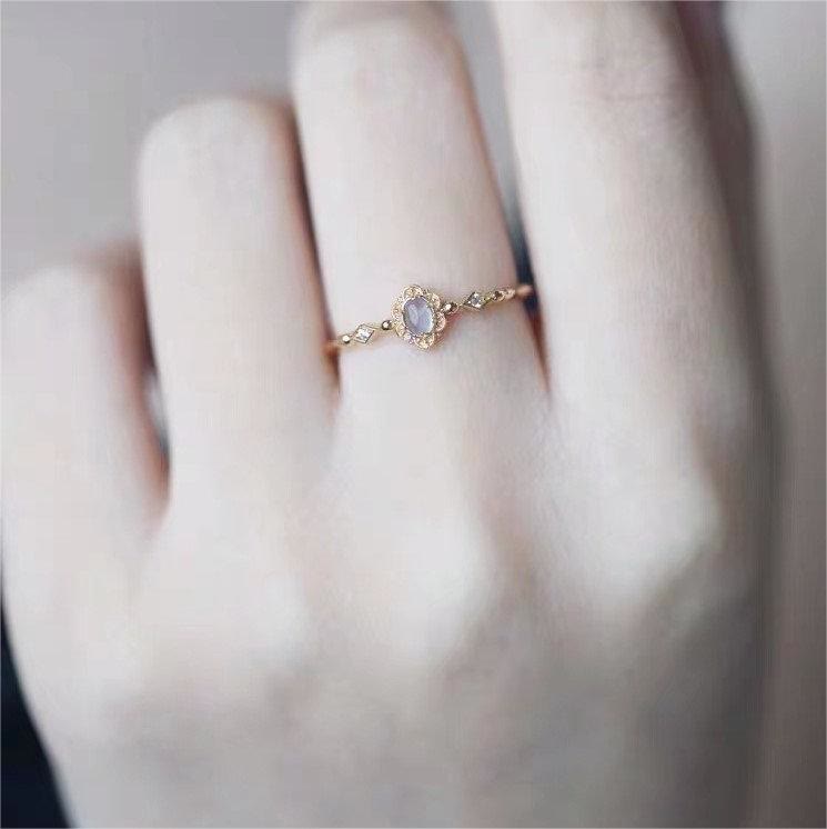 Olivenorma Vintage Natural Aquamarine Daisy Flowers Ring - image 6