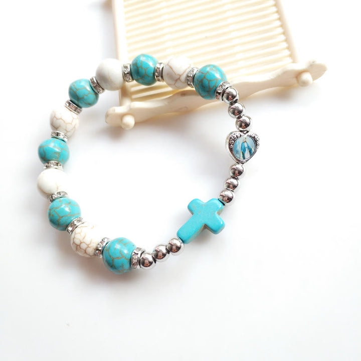 Olivenorma Turquoise White Turquoise Beads Cross Bracelet - image 2