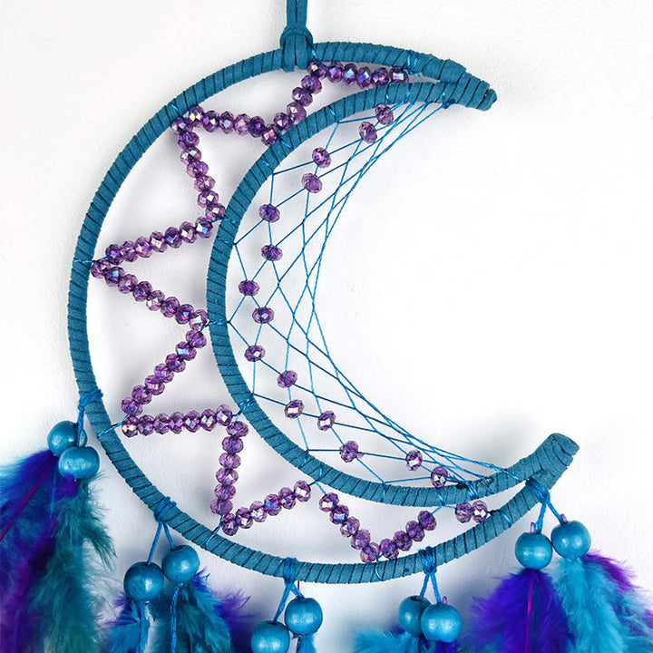 Olivenorma Purple Blue Beaded Black Feather Dream Catcher - image 2