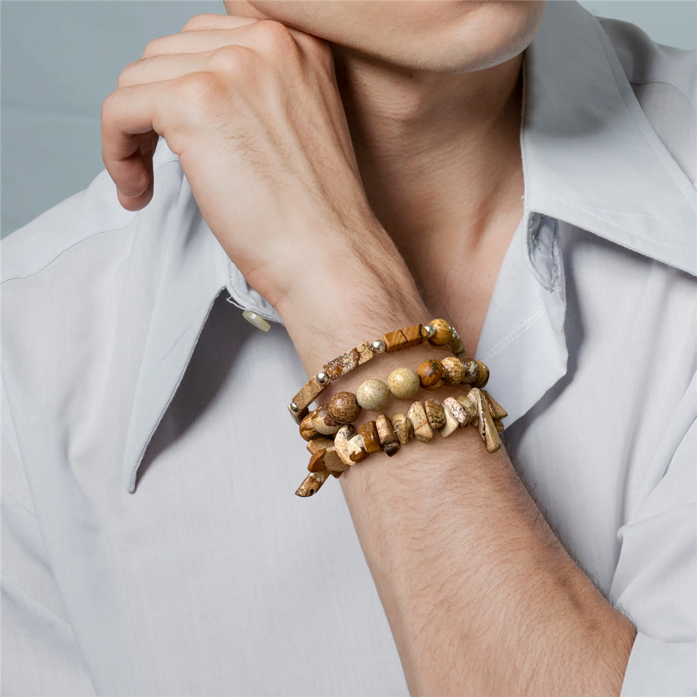 Olivenorma Natural Stone Irregular Three Layer Bracelet Set - image 8
