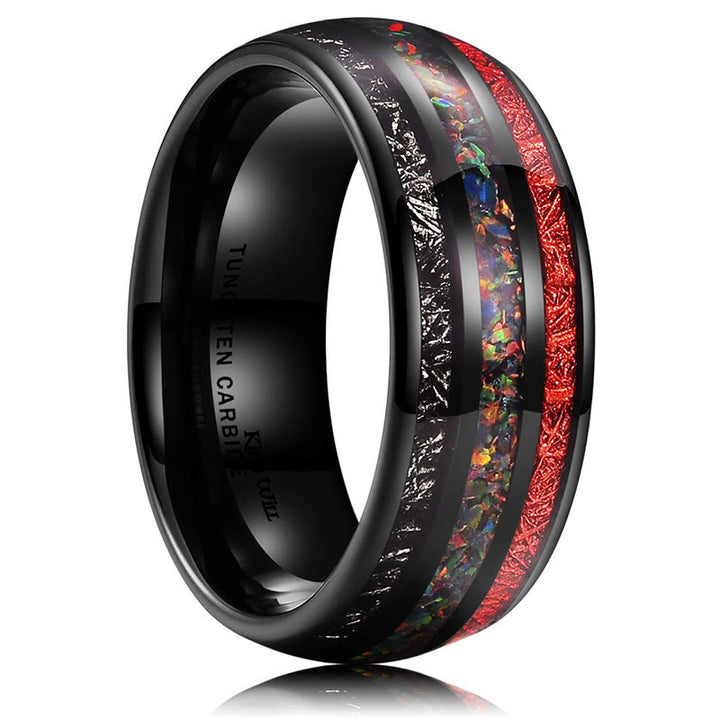 Olivenorma Color Opal 8mm Black Tungsten Carbide Mens Ring - 12 - image 0
