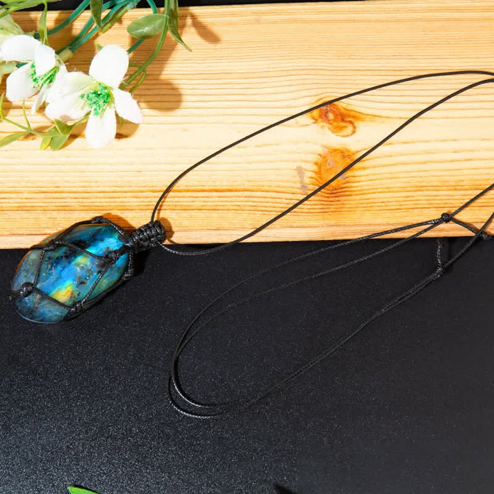Olivenorma Wrapped Dragons Heart Natural Labradorite Stone Necklace - image 8