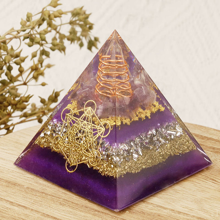 Olivenorma Metatron's Cube Amethyst Orgone Pyramid - image 1