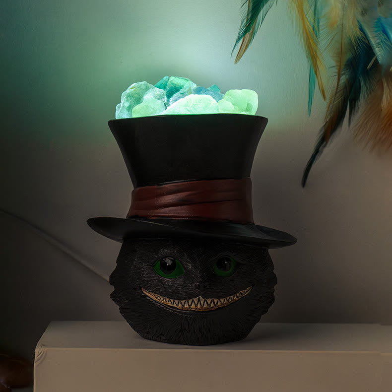 Olivenorma Natural Fluorite Hat Black Cat Crystal Lamp - image 2
