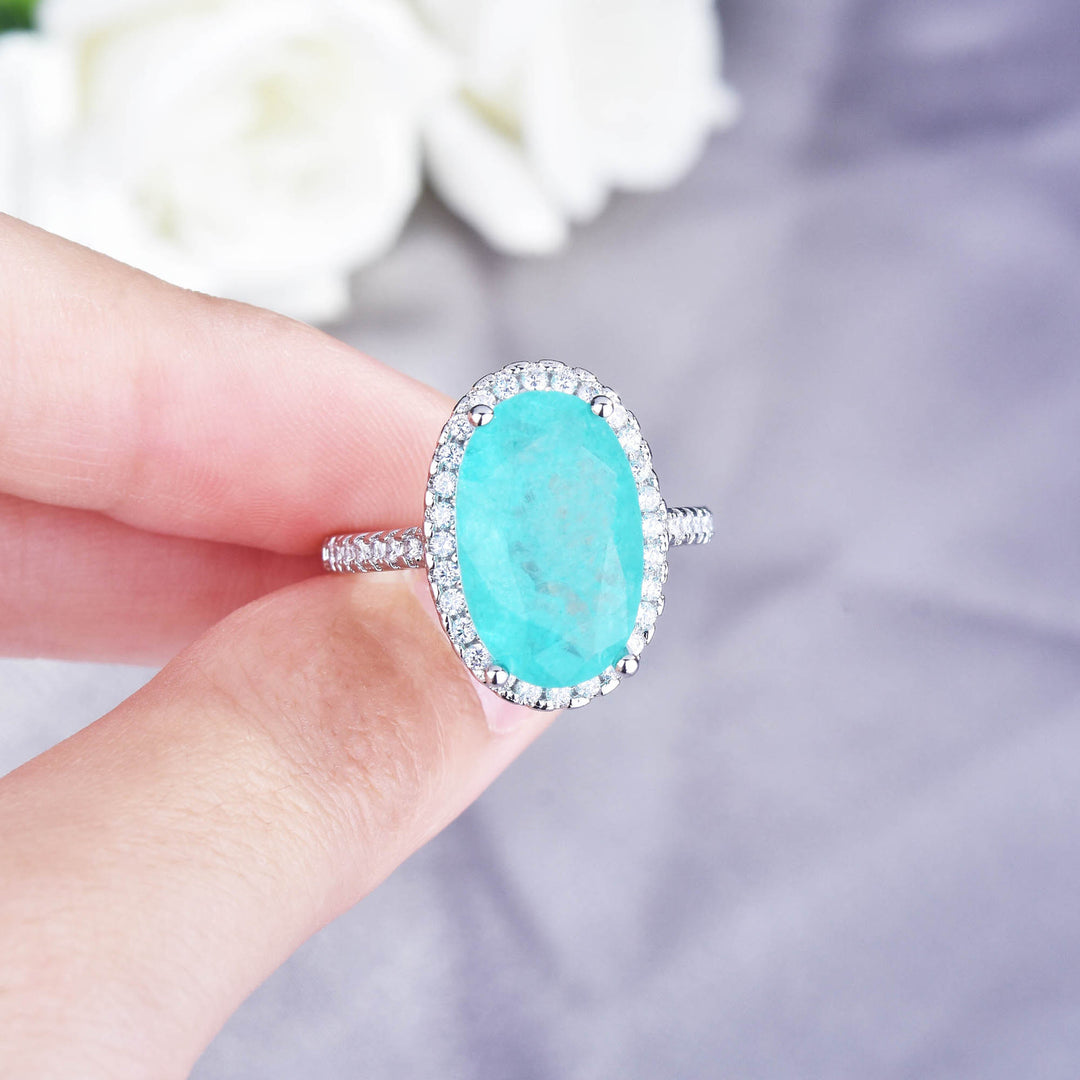 Olivenorma Large Oval Paraiba Tourmaline Adjustable Engagement Ring - image 3