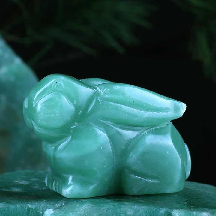 Olivenorma Crystal 12 Zodiac Signs Rabbit Carving Gemstone Decoration - Green Aventurine - image 11