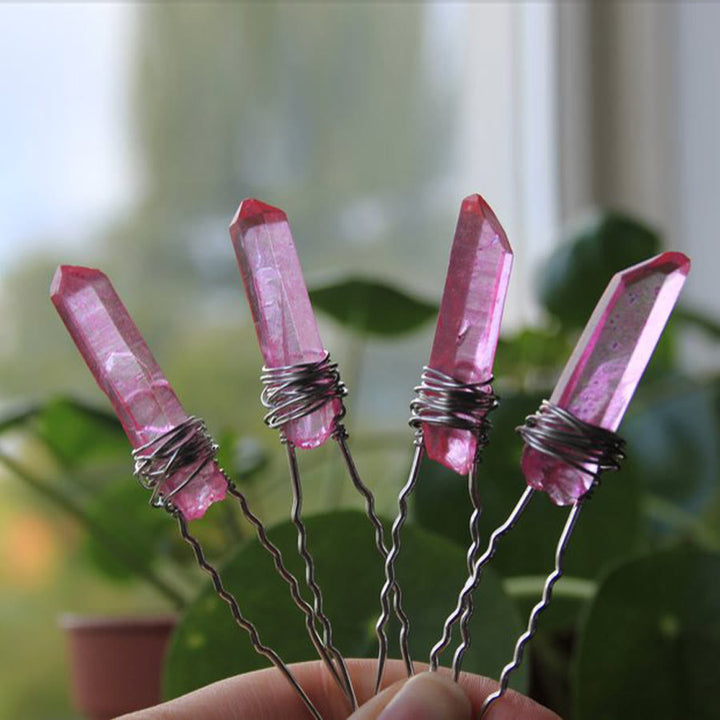 Olivenorma Handmade Thread Crystal Hairpin - Pink Crystal - image 14