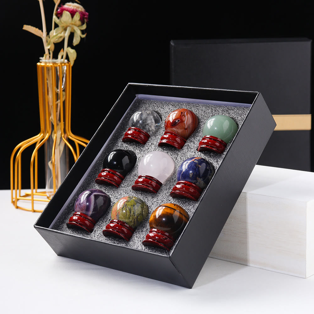 Olivenorma 9pcs Natural Crystal Balls Gemstone Crystal Set - image 23