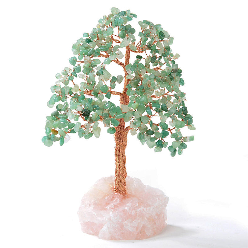 Olivenorma Aventurine Bonsai  Feng Shui Tree with Rose Quartz Base - Green Aventurine - 8 inches - image 0
