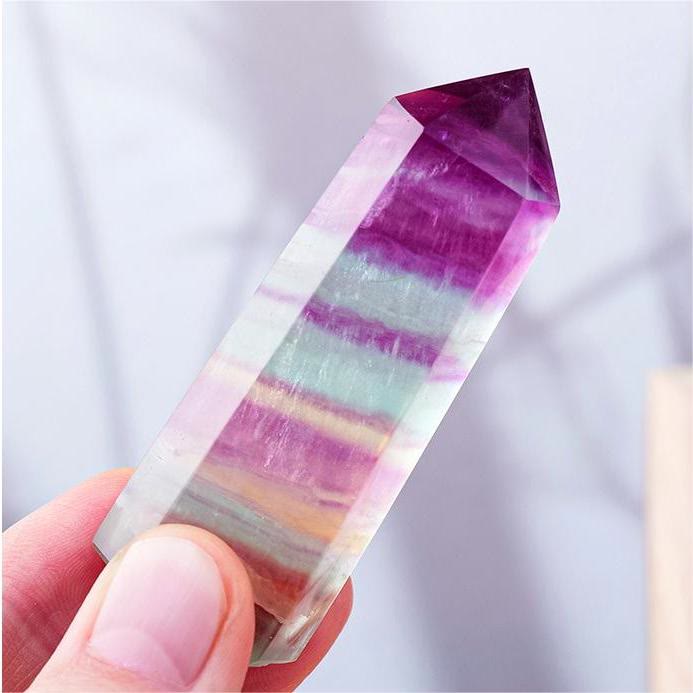 Olivenorma Natural Rainbow Fluorite Hexagonal Pillars Crystal Wands - image 1