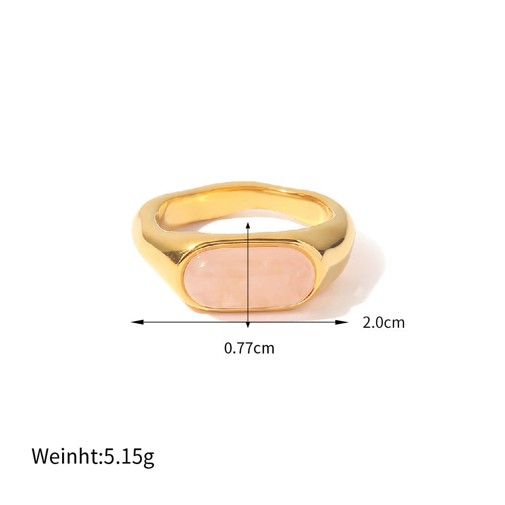 Olivenorma Oval Natural Stone Gold Color Ring - image 1