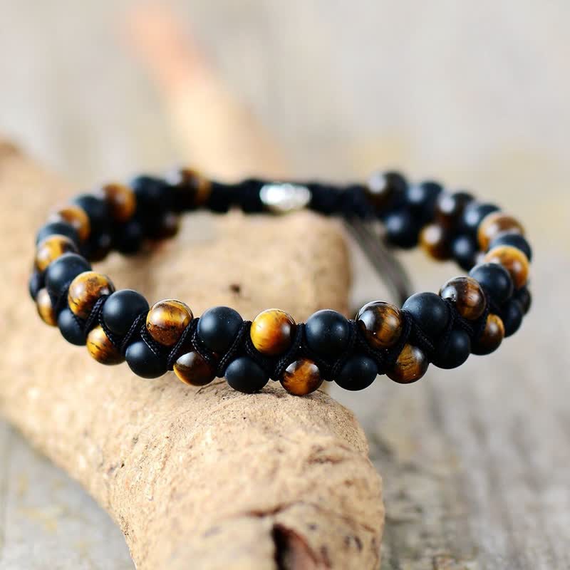 Olivenorma Tiger Eye Black Onyx Beads Braided Bracelet - Tiger Eye & Black Onyx - image 0