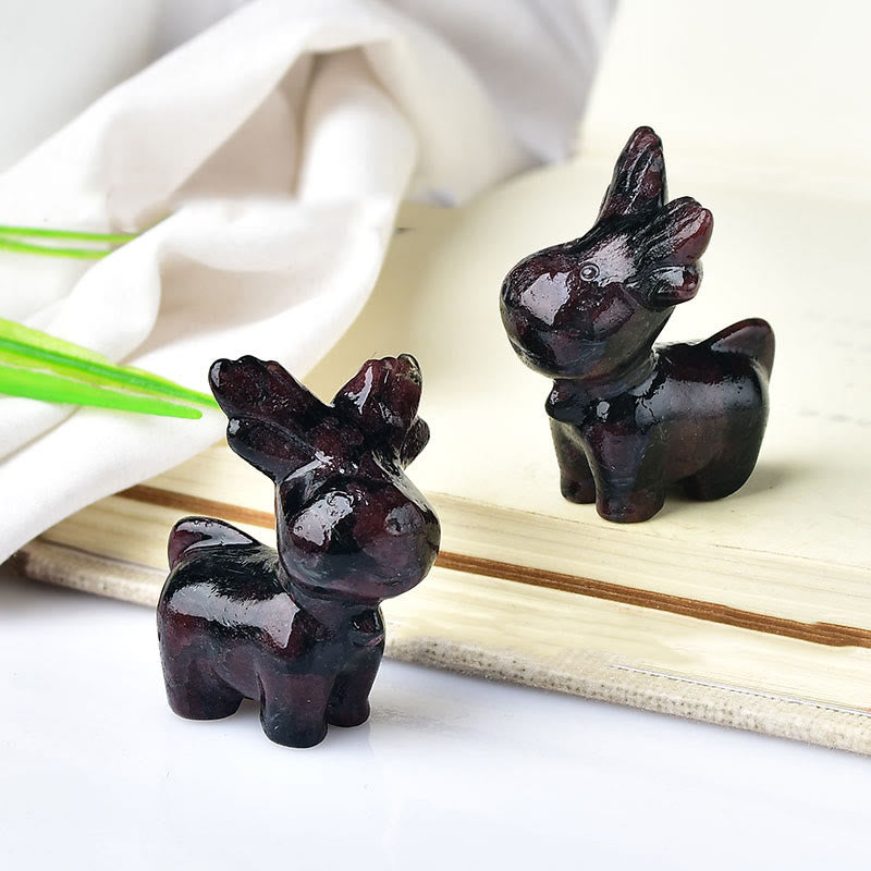 Olivenorma Natural Crystal Christmas Elk Carving Crafts Gemstone Decoration - Garnet - image 10