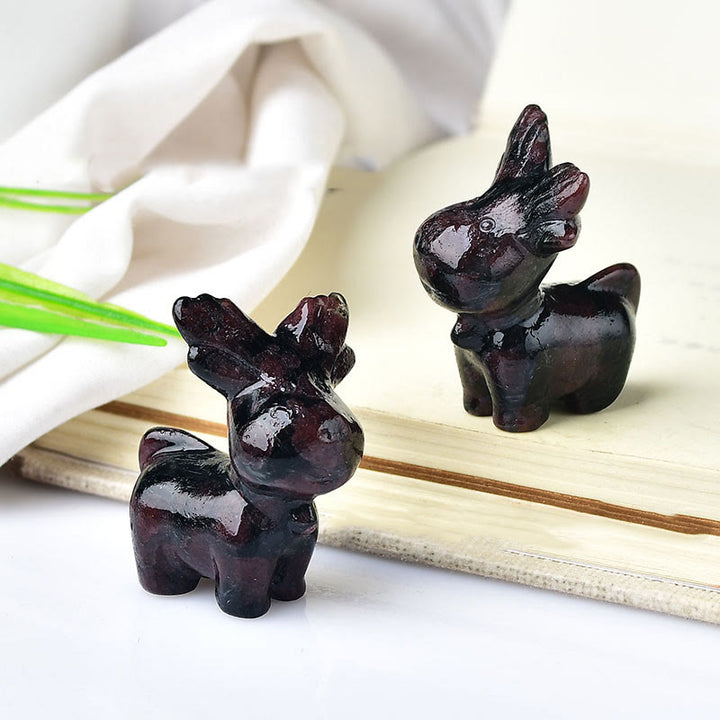 Olivenorma Natural Crystal Christmas Elk Carving Crafts Gemstone Decoration - Garnet - image 10