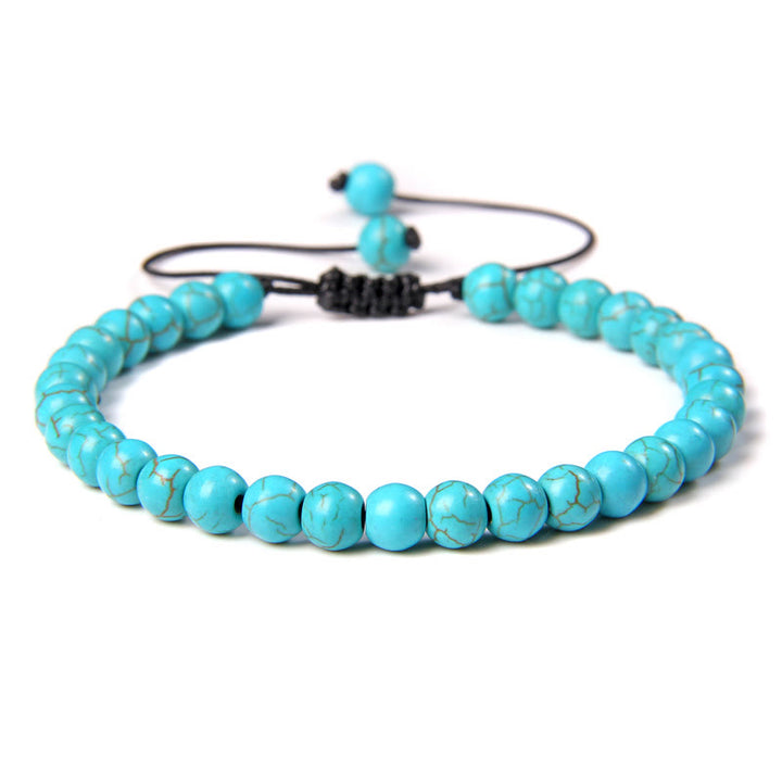 Olivenorma Natural 6mm Stone Beads Braided Wrap Bracelet - Turquoise - image 21