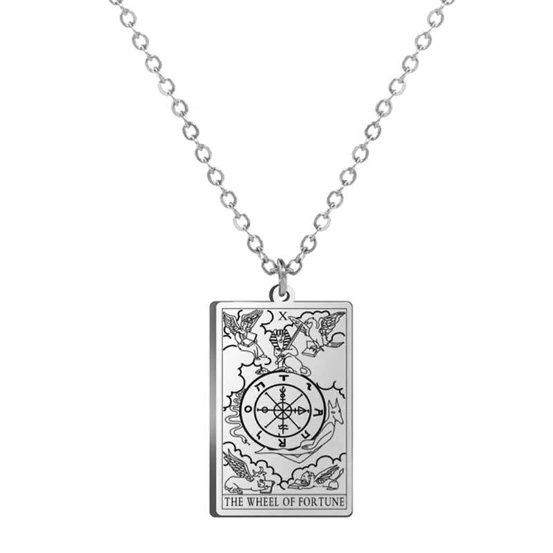 Olivenorma Stainless Steel Tarot Necklaces - THE WHEEL OF FORTUNE - image 1