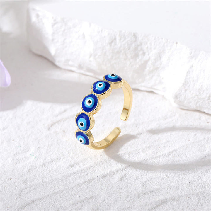 Olivenorma Epoxy Resin Evil Eye Adjustable Ring - Royal Blue - image 4