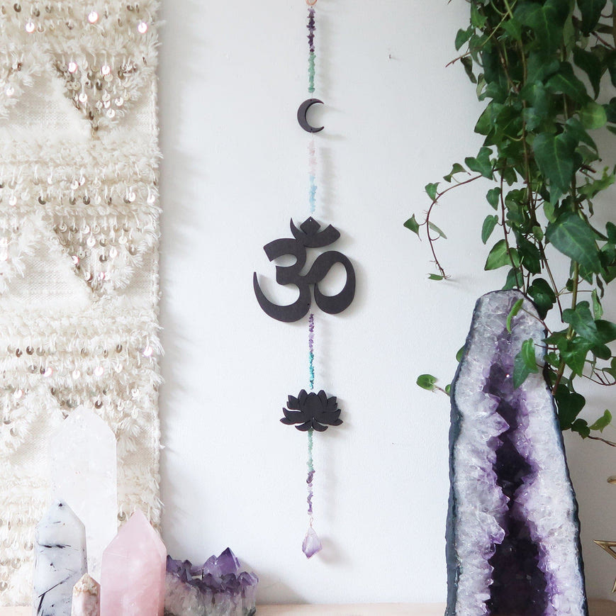 Olivenorma Rainbow Gemstone Lotus OM Moon Wall Decor - image 3