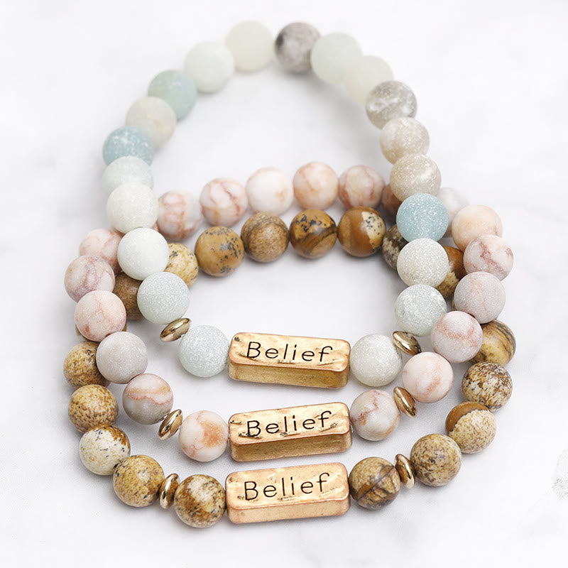 Olivenorma Natural Gemstone Belief Engraving Bracelet - image 0