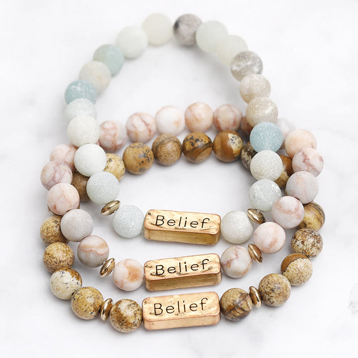 Olivenorma Natural Gemstone Belief Engraving Bracelet - image 0