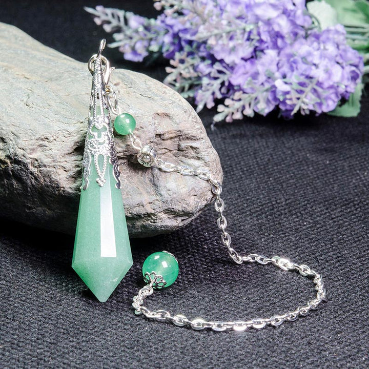 Olivenorma Green Aventurine Energy Balance Pendulum - Silver - image 4