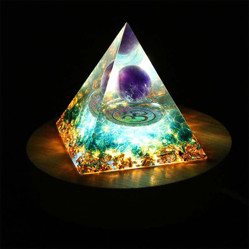 Olivenorma USB Pyramid Light Base Wooden Display Lamp Holder - image 4