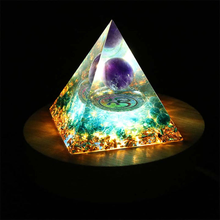 Olivenorma USB Pyramid Light Base Wooden Display Lamp Holder - image 4