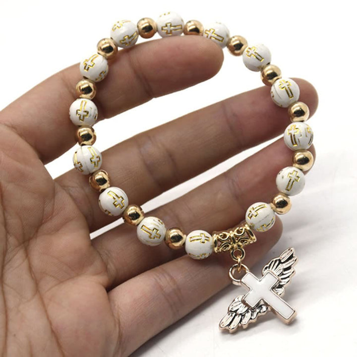 Olivenorma White Jade Cross Beaded Bracelet - image 3
