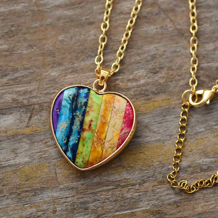 Olivenorma 7 Chakra Heart Pendant Necklace - Chakra - image 0