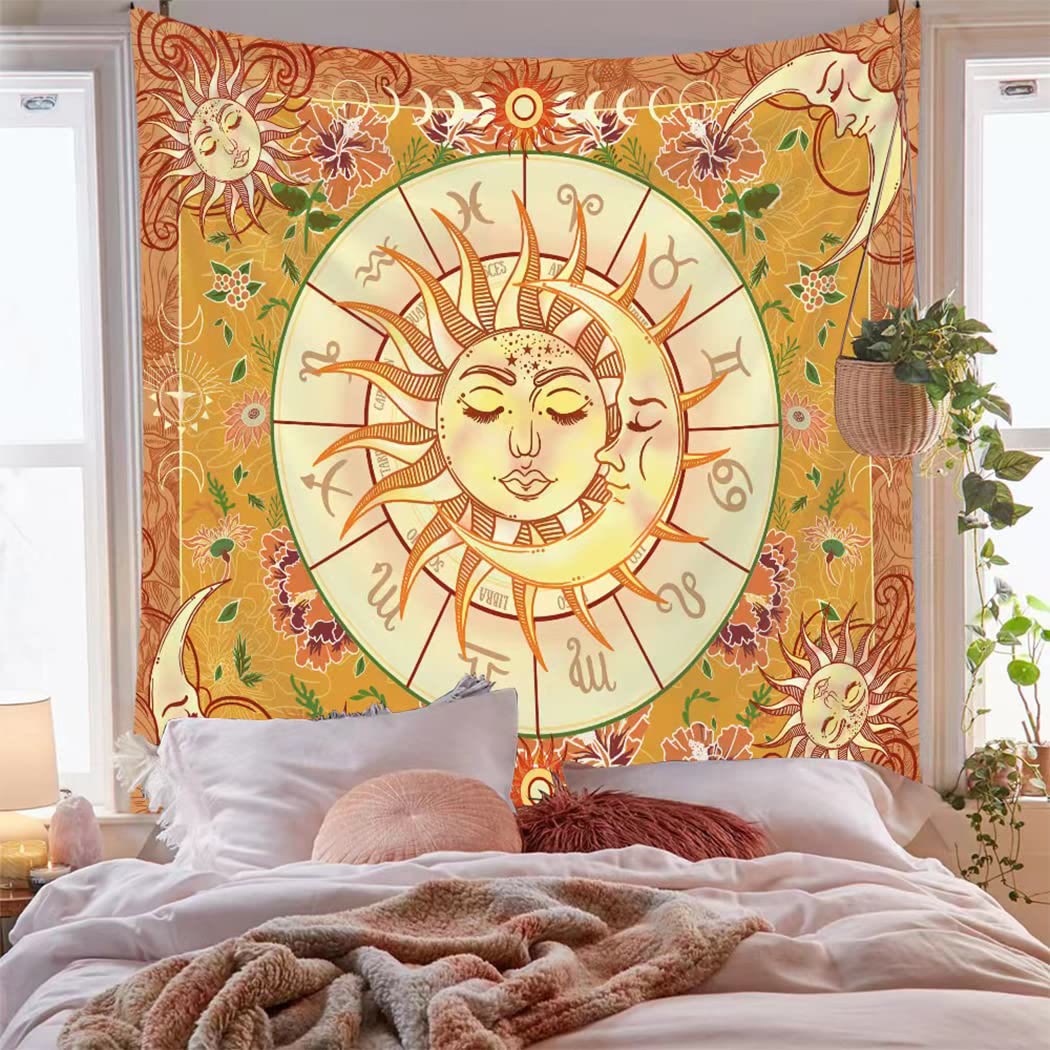 Olivenorma Yellow Sun Boho Zodiac Tapestry - image 1