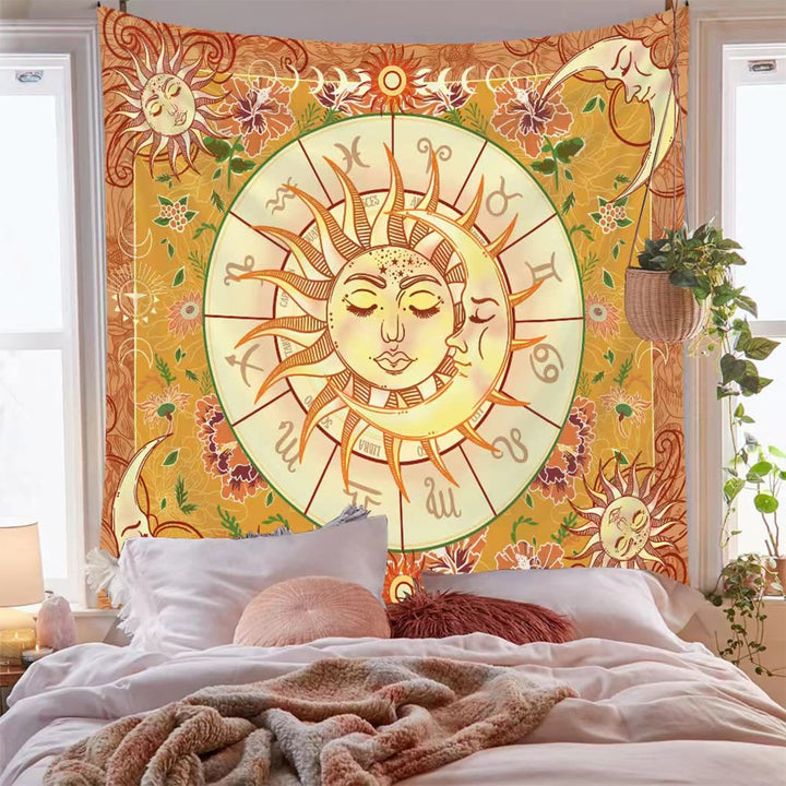 Olivenorma Yellow Sun Boho Zodiac Tapestry - image 1