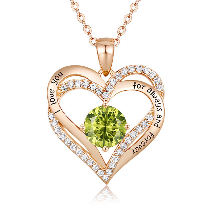 Olivenorma "I love you for always and forever" - Birtshtone Heart Necklace - Rosegold - August - image 10