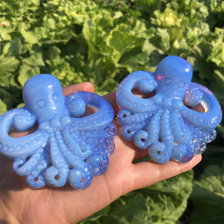 Olivenorma Natural Blue Opalite Octopus Gemstone Decoration - image 1