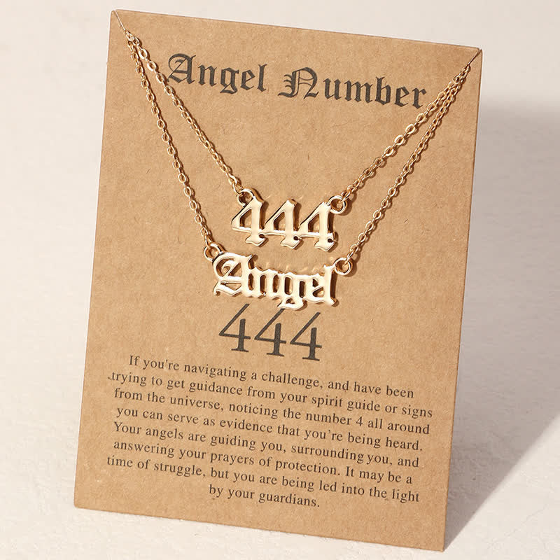 Olivenorma Angle Number & Angel Dainty Double Necklace - 444 - image 3