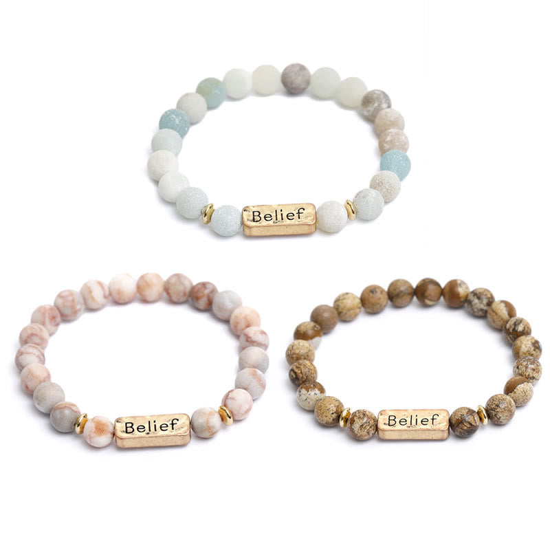 Olivenorma Natural Gemstone Belief Engraving Bracelet - image 14