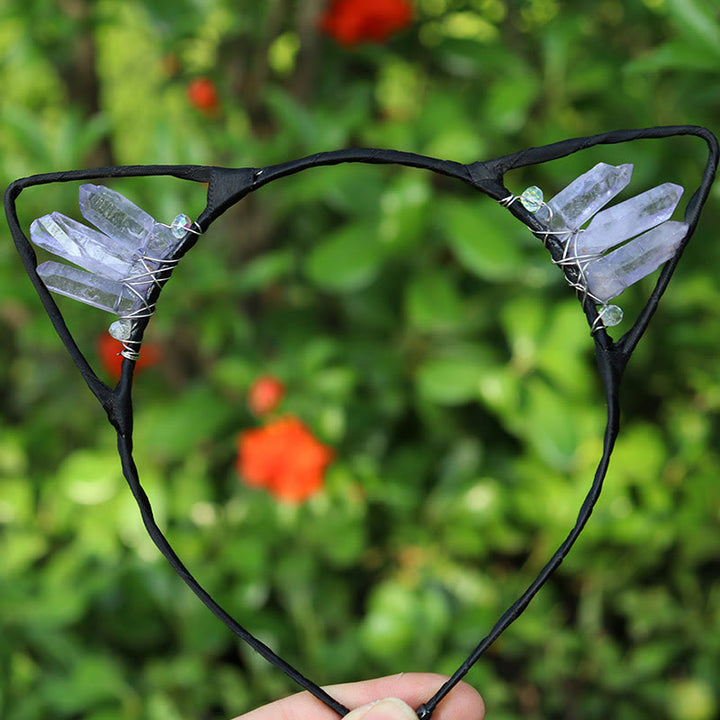 Olivenorma Electroplating Crystal Cat Ears Headband - Blue Quartz - image 48