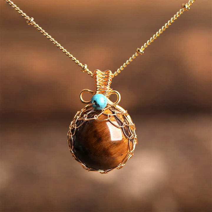 Olivenorma Delicate Natural Crystal Sphere Necklace - Tiger Eye - image 6