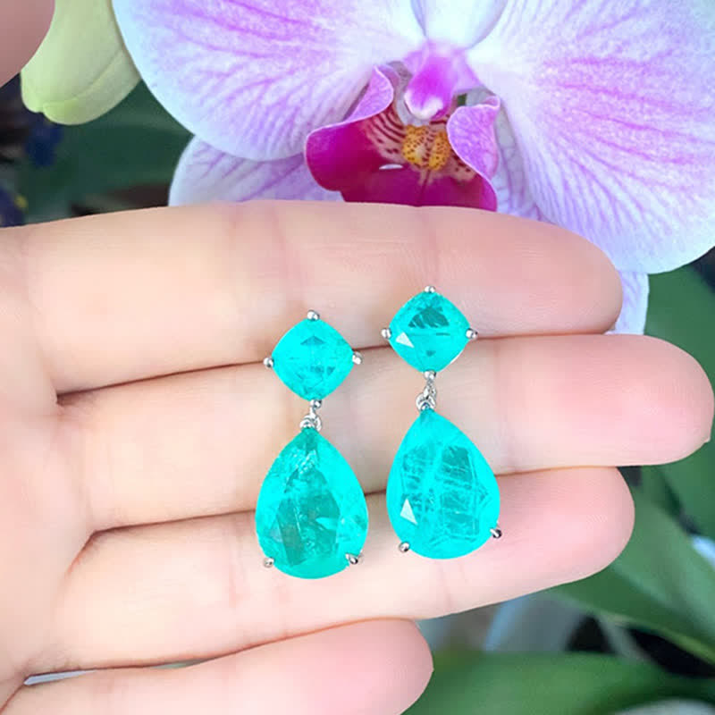 Paraiba Tourmaline Water Drop Eearrings - image 2