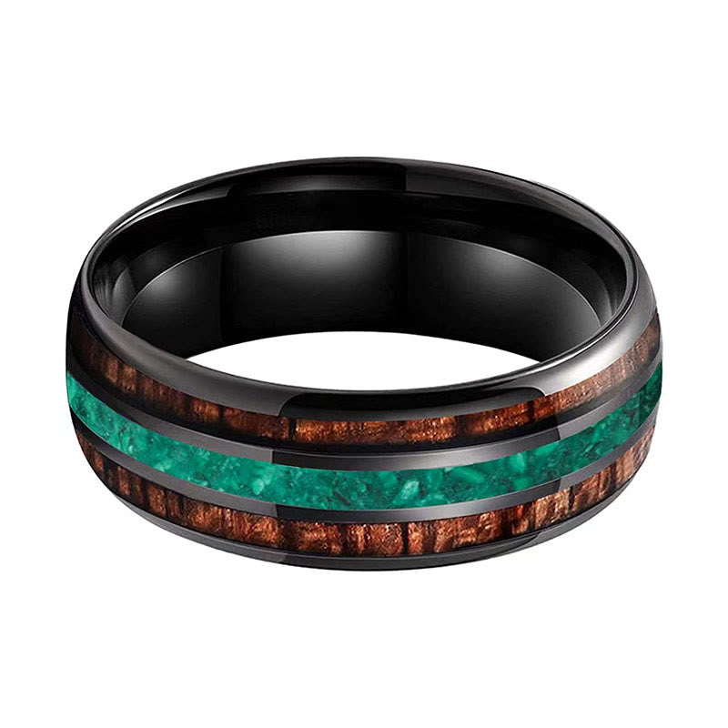 Olivenorma“Strong Shield” - Malachite With Tungsten Steel Ring - image 1